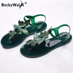 2023 New Summer Sandals Women Jelly Shoes Sweet Butterfly Flat Beach Shoes Woman Flip Flop Women Shoes sandalia feminina WSH3545