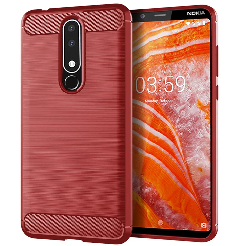 For Nokia 3.1 Plus TA-1118 TA-1125 Case Carbon Fiber Skin Full Soft Silicone Cover For Nokia 3.1 Plus Nokia3.1 TA-1049 TA-1057