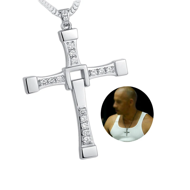 Fast And Furious Dominic Toretto S925 Sterling Silver Cross Necklace Pendant Women Men Silver Jewelry Couple Lovers Gifts