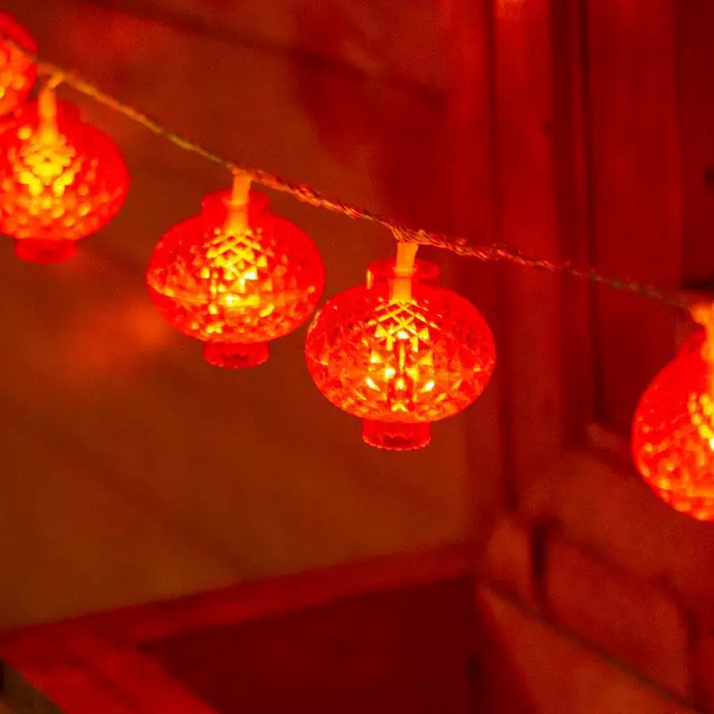 PheiLa LED Chinese Red Lantern String Light Jubilant Garland Lamp Battery Operated for Chinese New Year Hanging Door Head Decor