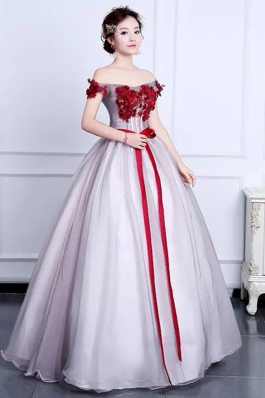 Zomer Strapless Quinceanera Jurken Rode Applicaties Vestidos Zoete 16 Jaar Sjerpen Party Prom Vintage Vloer-Lengte Baljurk