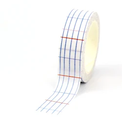 NEW 1PC. 10M Decorative Blue Grid Washi Tapes Japanese Paper Scrapbooking Journaling Adhesive Masking Tape Stationery