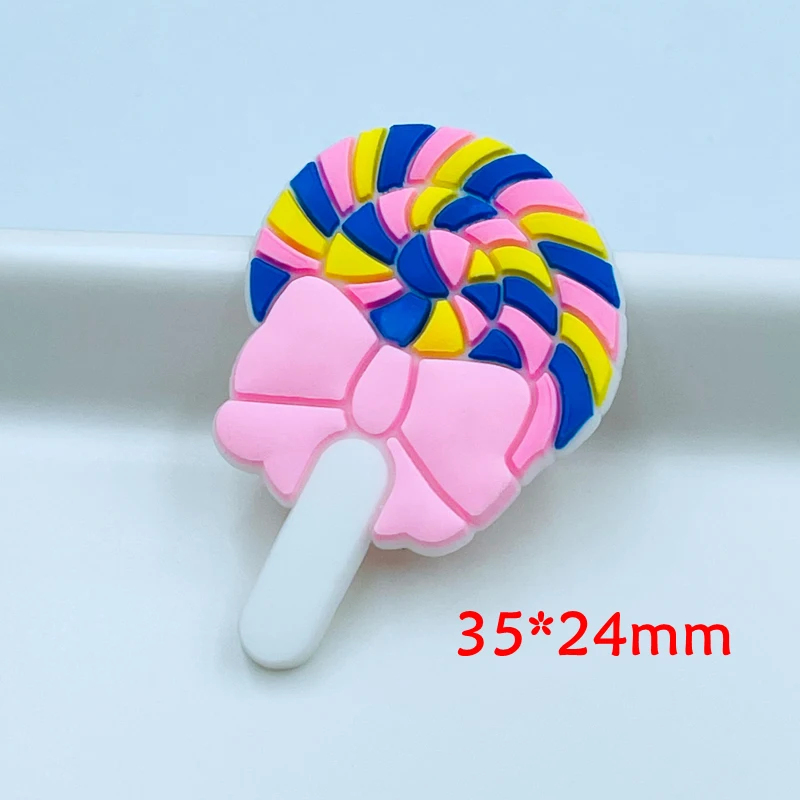 10 Pcs Kawaii New Cute Cartoon Lollipop Series Soft Rubber DIY Scrapbook Flat Back Bow Charm Decorate Accessories D17