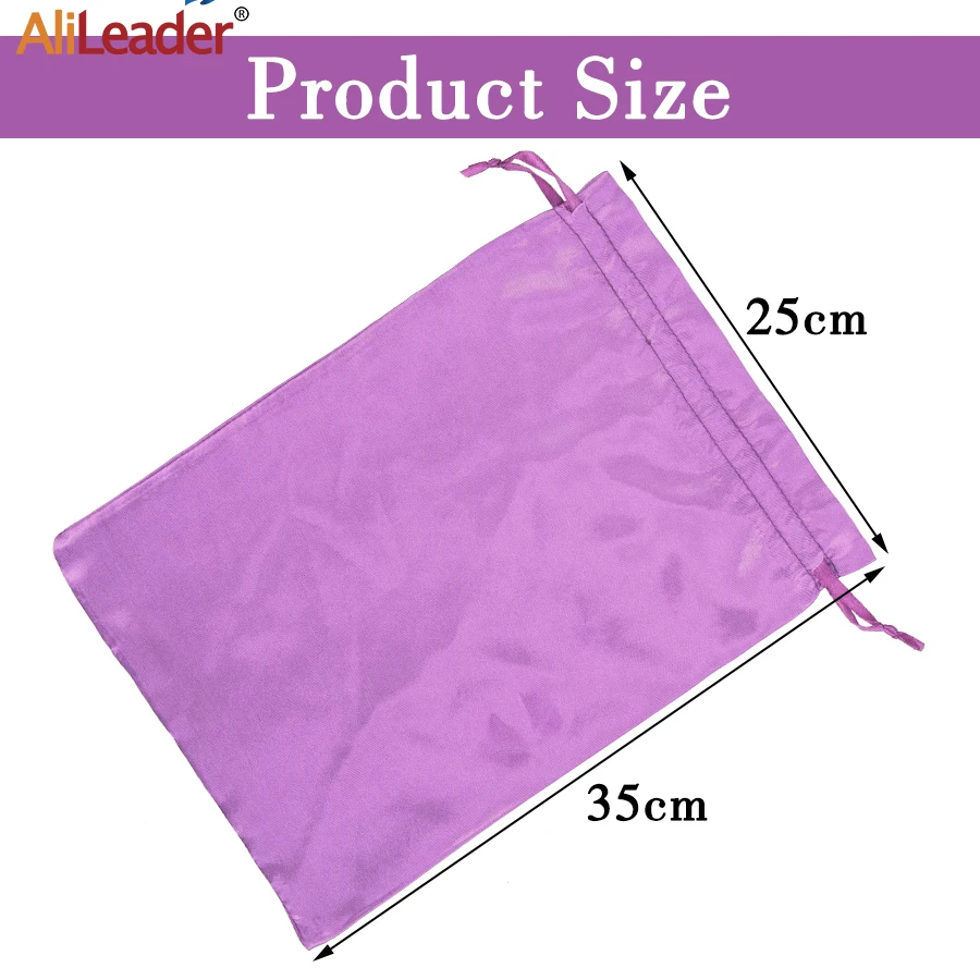 Soft Satin Wig Bags For Packaging Hair Wholesale Silk Hair Package Wig Hair Extensions Storage Bags 25*35 Drawstring Travel Bags