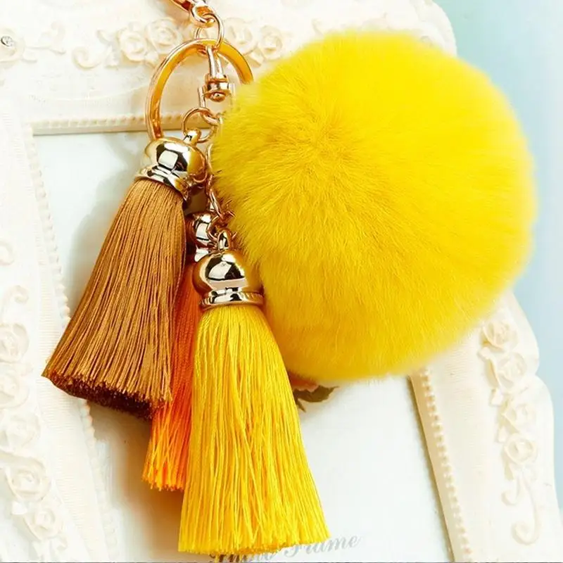 8cm DIY Luxury Faux Rabbit Fur PomPom Hairball Hat Ball Pom Pom Handmade Large Hair Hat Ball Keychain DIY