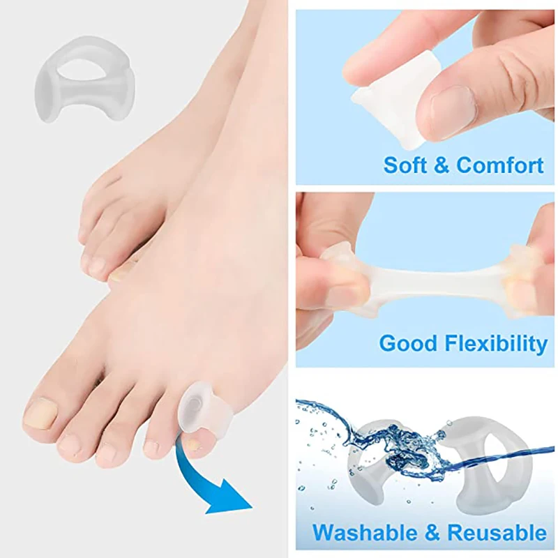 Plantillas separadoras de dedos de los pies, almohadilla de corrección de Hallux Valgus, cuidado ortopédico de los pies, 2 y 4 unidades