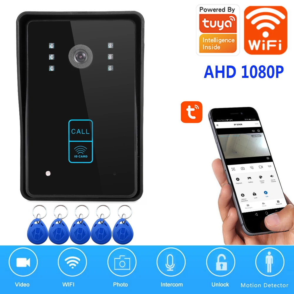 SYSD Wifi intercom with video intercom Tuya Smart Home Wireless Doorbell 1080P Camera with RFID Unlock For Apartment