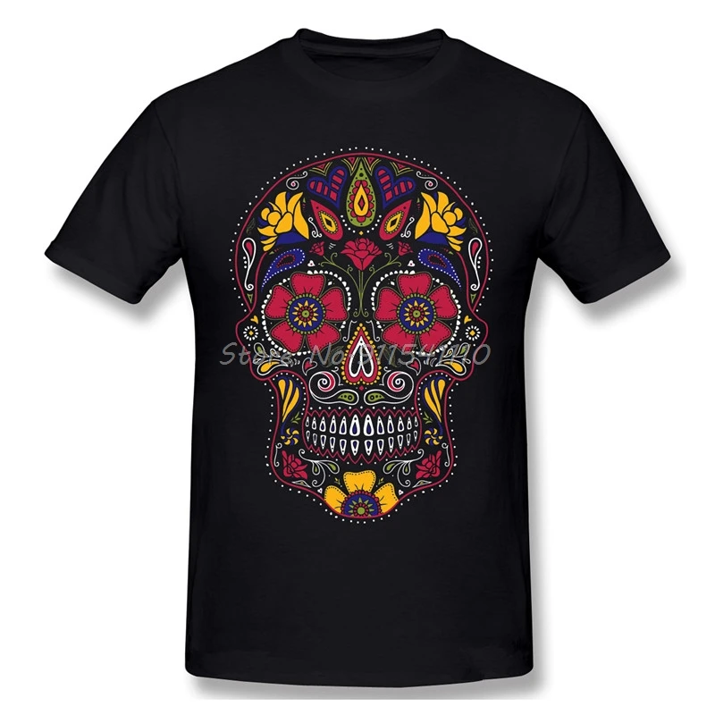 Day Of The Dead Sugar SkullAnime Clothes Design Halloween Trick-or-treating Cotton Men T-Shirt