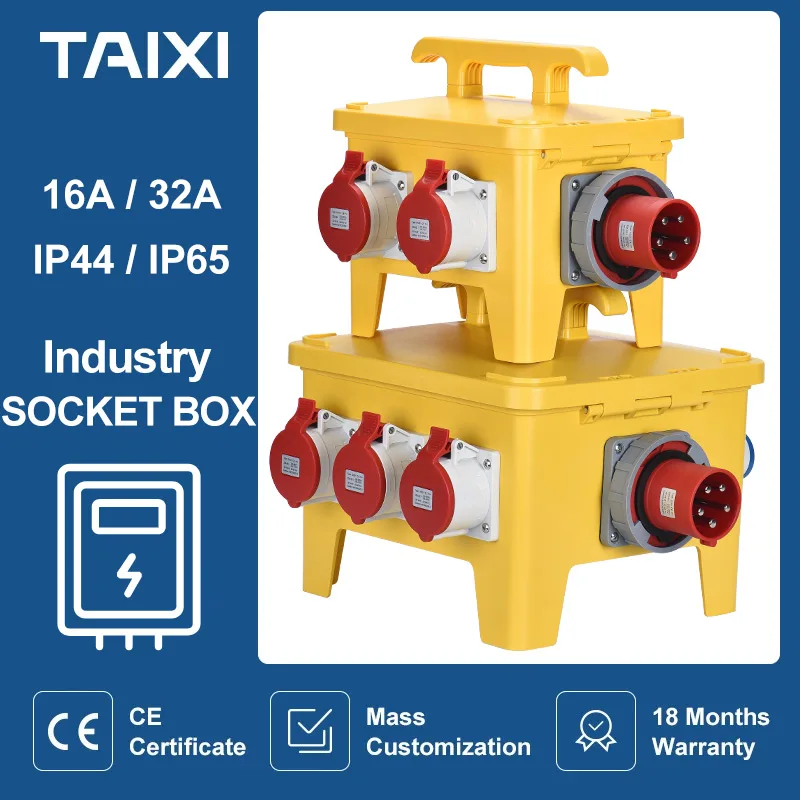 Outdoor Waterproof Industrial Socket Box With MCB RCBO Switch 220V 380V 16A 32A UK US EU FR IT Distribution Box IP44/IP65