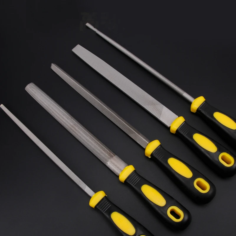 6/8/10/12 Inch Steel File Woodworking Triangle Semicircle Square File High Carbon Steel Forged Grinding Tool With Rubber Handle