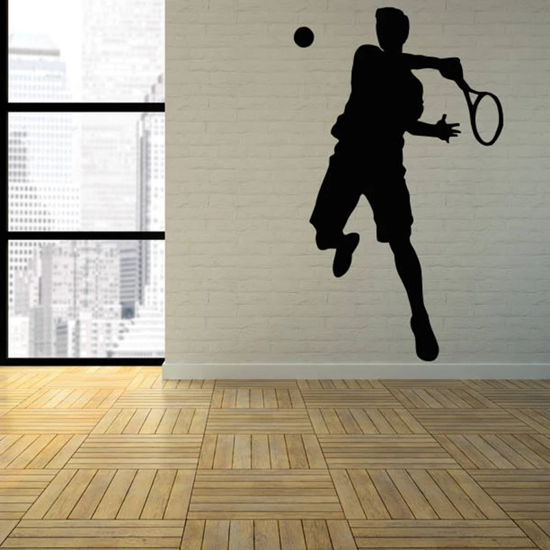 Tennis Wall Decal Racquets Sports Silhouette Door Window Vinyl Stickers Teens Bedroom Stadium Interior Decor Art Wallpaper Q753