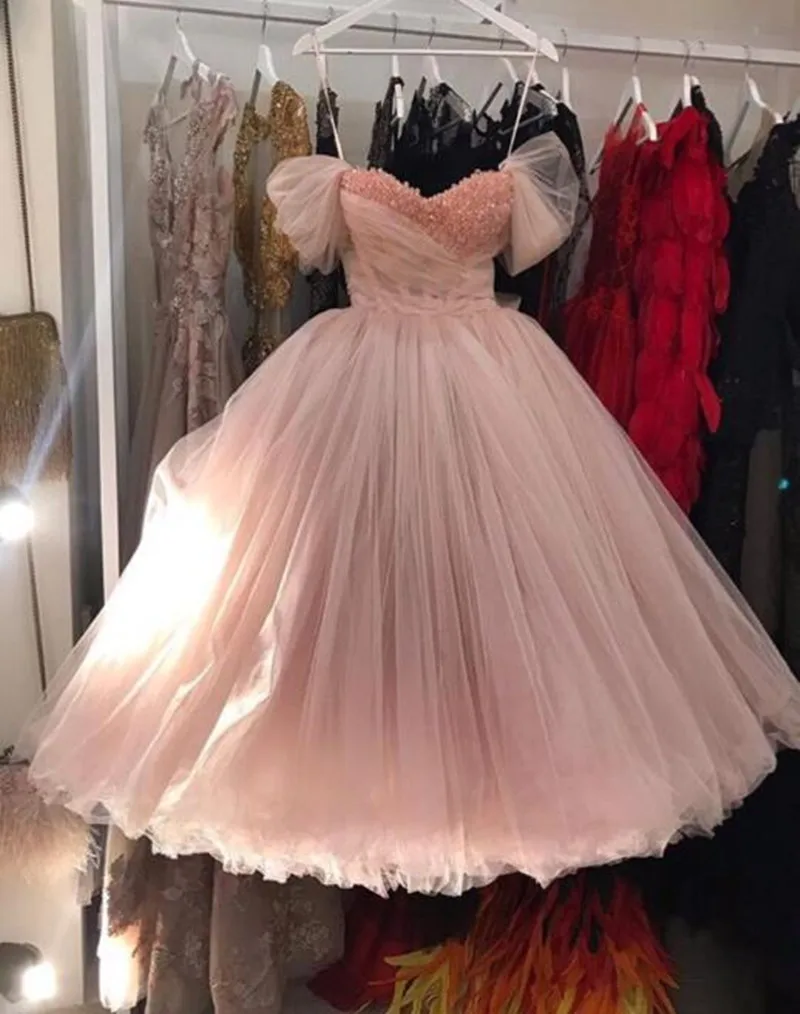 Robe de Soirée Rose Pastel en Dentelle et Perles, Tenue de Bal Formelle, Paillettes, Longueur Rincée, Chérie, 2023