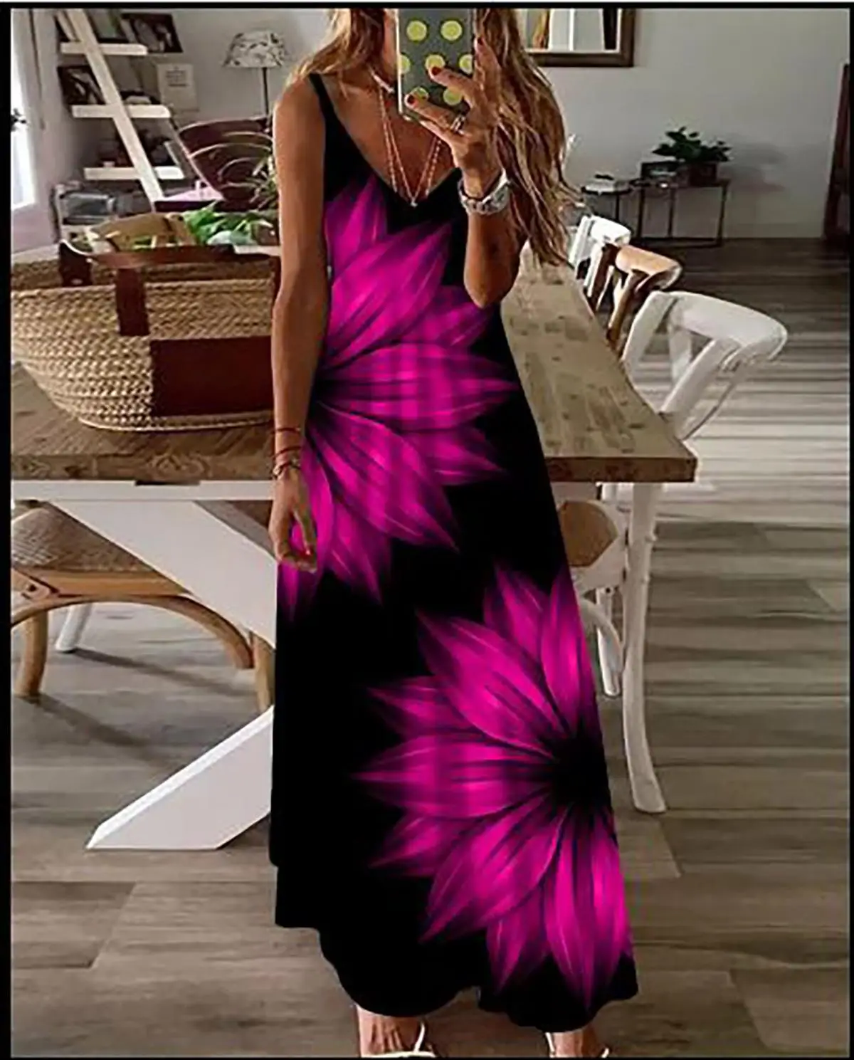 Frühling Sommer Frauen V-ausschnitt Strap Flag Floral Druck Sexy Strand Lange Maxi Kleid Split Sleeveless Vintage Kleidung Übergroßen