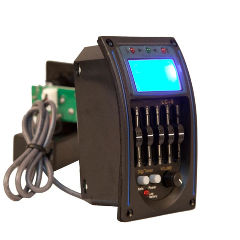 Oewnvmd Préampli EQ + Tuner LCD Pour Guitare Acoustique - 5 Bandes Piezo Avec Écran