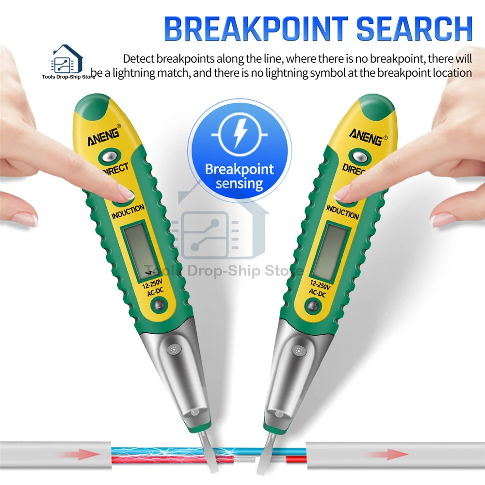 AC/DC 12-250V Digital Test Pencil Tester Electrical Voltage Detector Pen LCD Display Screwdriver for Electrician Tools