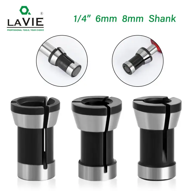 LAVIE 1pc 3PCS Set Collets 6.35mm 8mm 6mm Collet Chuck Engraving