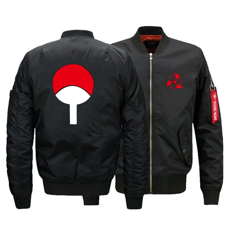 

Winter MA1 Men Bomber jacket Uchiha Syaringan Outwear Japan Military Flight Jackets Male Coat College Outerwear Wholesale