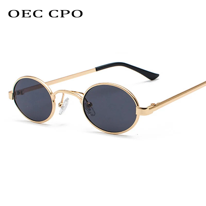 OEC CPO Klasyczne owalne okulary przeciwsłoneczne z małą ramką dla mężczyzn Metalowe punkowe okulary przeciwsłoneczne dla kobiet Retro Okrągłe okulary Steampunk UV400