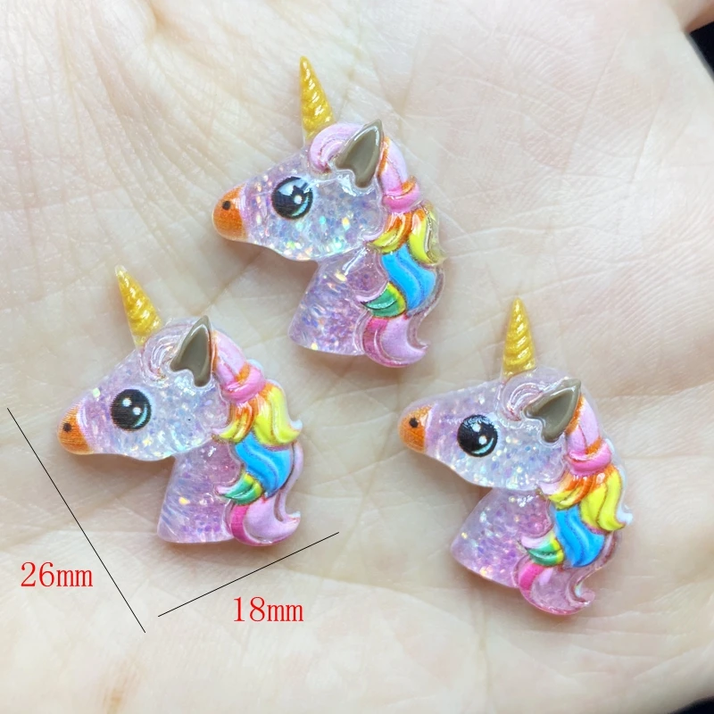 10pcs Unique Cute Unicorn head Flat Back Figurine DIY Wedding Scrapbook Decor Home Craft C01