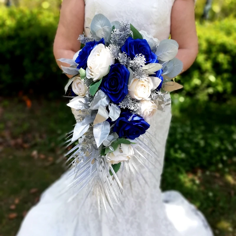 2021 nova whitney broche de flores coleção casamento artificial flores de prata ramos de pinho mix marfim rosas buquê mariage