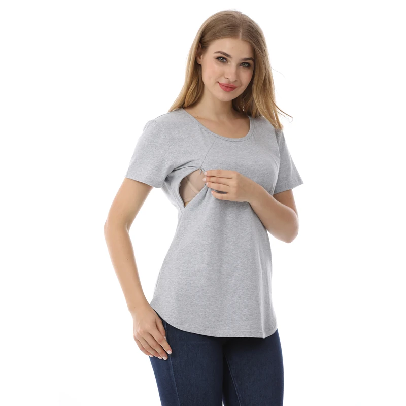 Summer Loose Big Size Maternity Top Short-Sleeved T-Shirt Breastfeeding Friendly Postpartum Nursing Wear for Pregnant Women