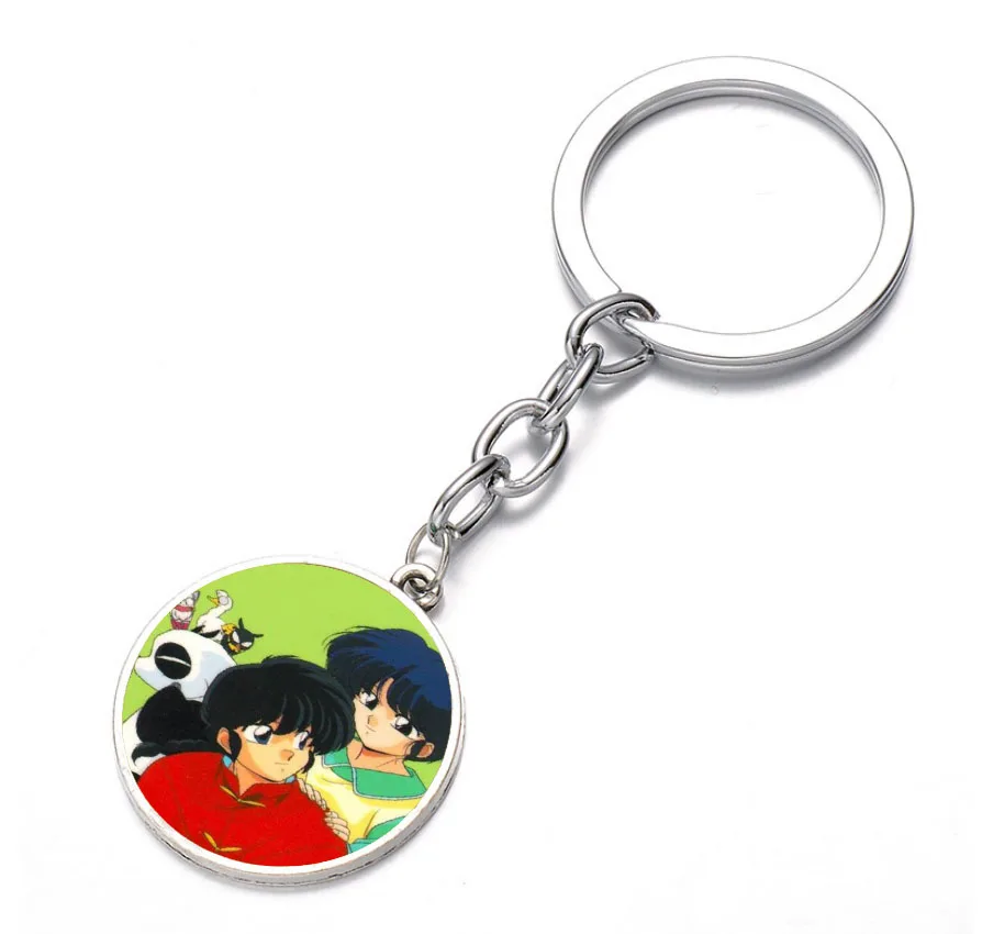 Anime Ranma creta portachiavi cupola di vetro portachiavi borsa pendente con ciondolo bronzo supporto nero bambini ragazzi ragazza portachiavi regalo