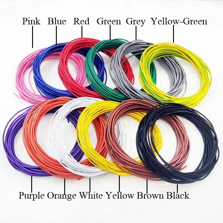 2 متر/5 متر سلك إلكتروني كابل نحاسي PVC معزول 14 16 18 20 22 24 26 28 30 AWG أبيض/أسود/أحمر/أصفر/أخضر/أزرق/بني UL1007