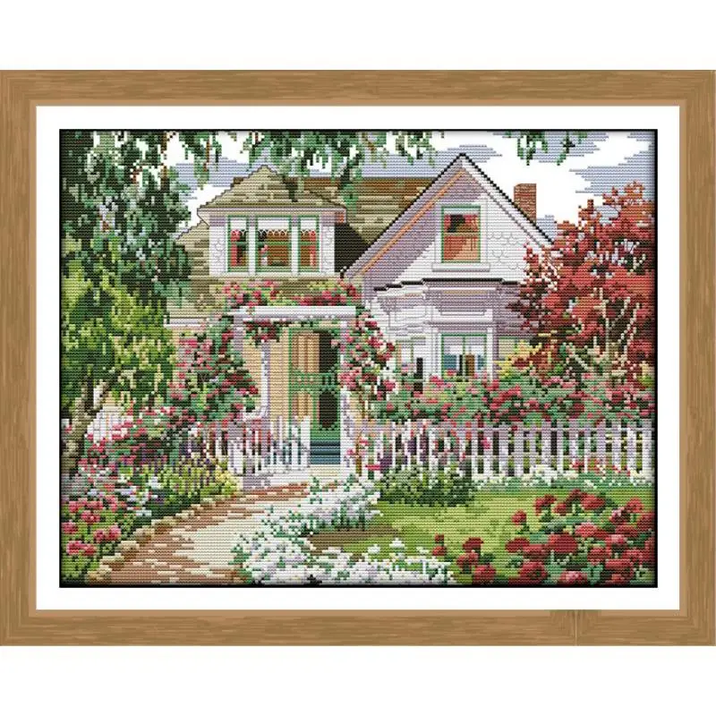 Printing pattern cross stitch kit garden villa landscape pattern 14CT11CT needlework embroidery kit DIY home decoration painting