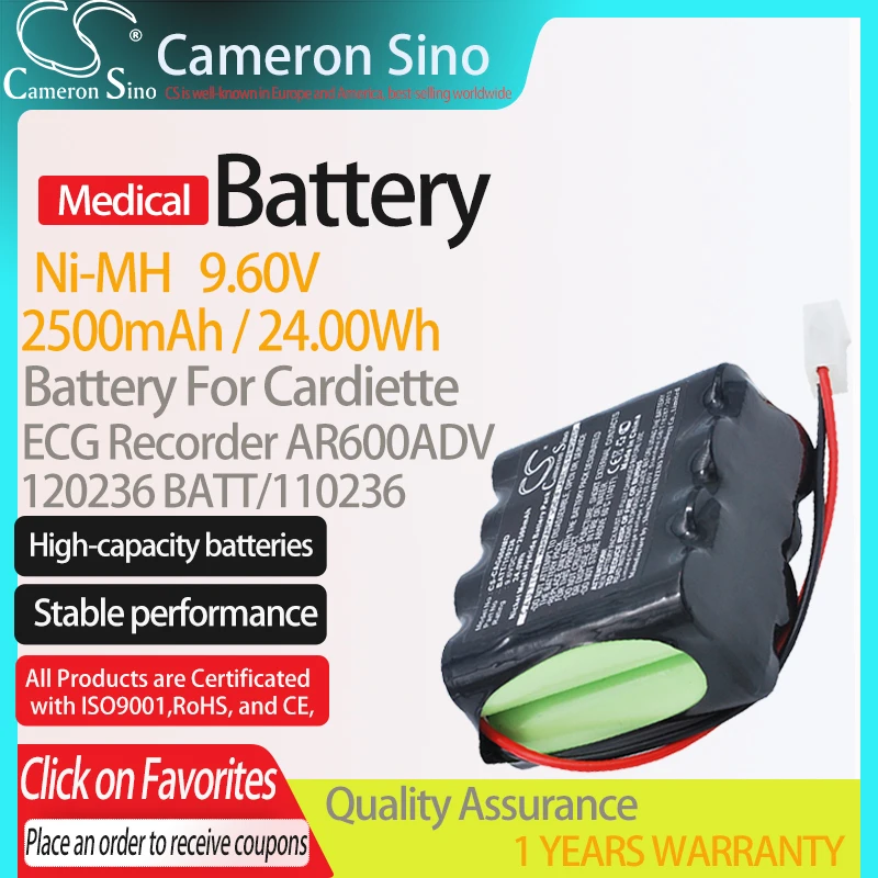 

Батарея CameronSino для ЭКГ-рекордера Cardiette AR600ADV подходит для 120236 BATT/110236 медицинских сменных батарей 2500 мАч/Вт-ч