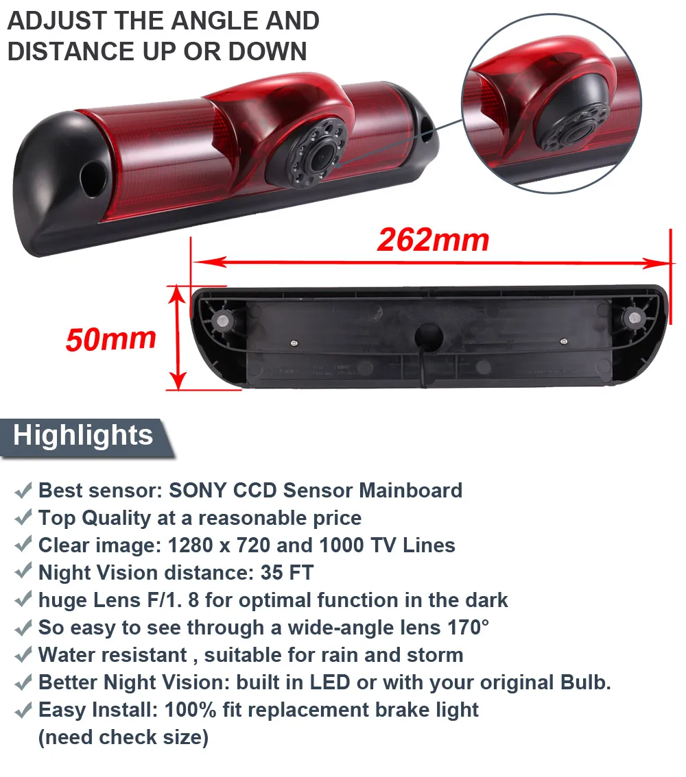 Car Rear view camera for Citroen JUMPER II III 2 3/Fiat DUCATO X250 / Peugeot BOXER III