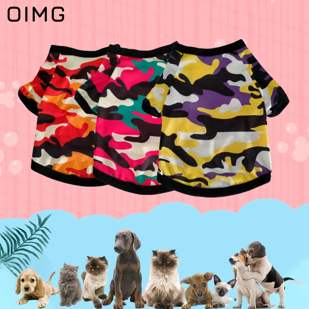 

OIMG Pet Dog T-Shirt For Small Dogs Camouflage Military Dog Clothes Short Sleeve Puppy Shirts French Bulldog Chihuahua