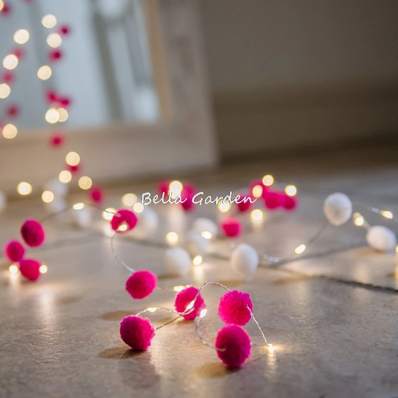 Galaxy pom pop LED fairy light chain string lights for Wedding Table Christmas home party Nursey Decoration