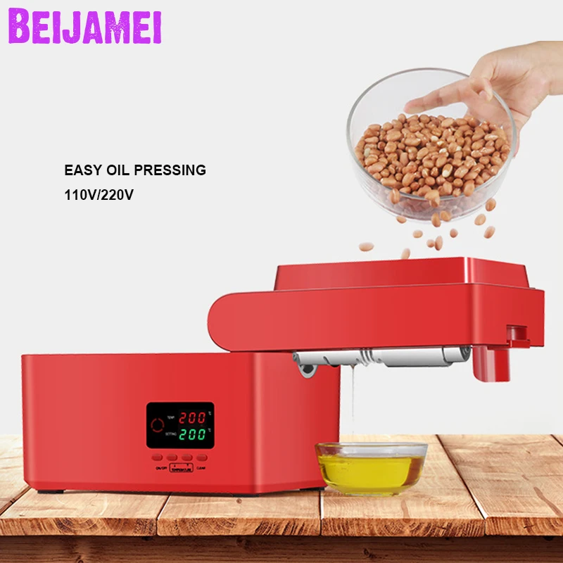 BEIJAMEI Automatic Oil Press Presser Household Flaxseed Oil Extractor Peanut Cold Press Oil Machines High Oil Yield