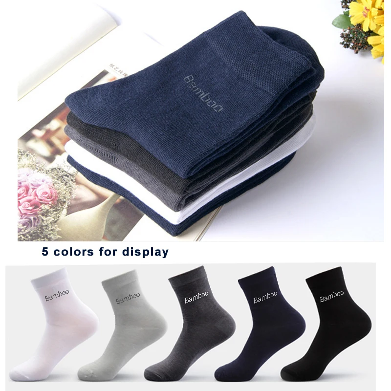 10PCS=5pair High Quality New Bamboo Fiber Socks Men Casual Business Breatheable Men\'s Dress Socks Gift 2021 New Original Sokken