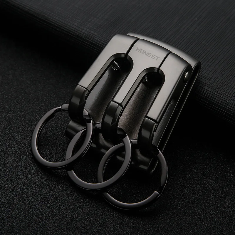 Classic Three Rings Belt Keychains Car Keys Keychain Luxury for Key Ring Holder Accessories Gadgets Best Gift for Father Husband