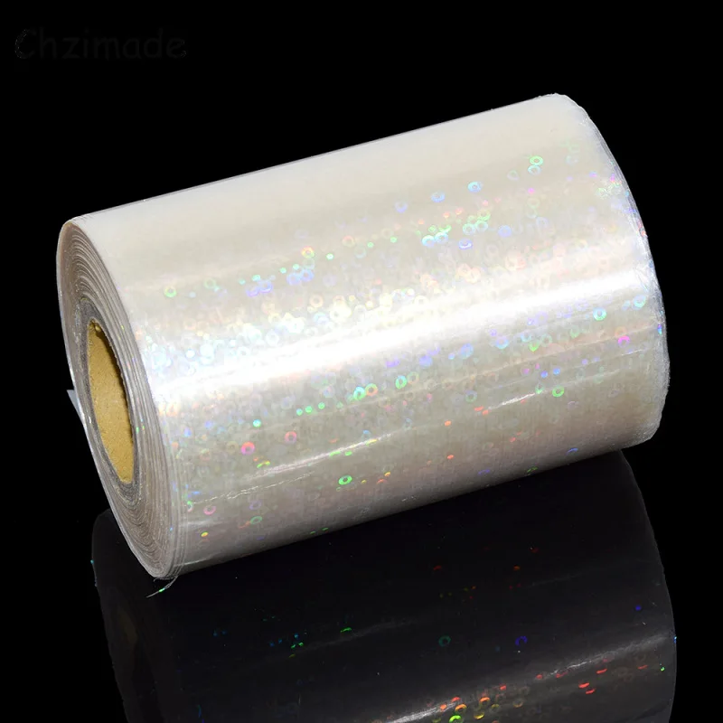 Chzimade 1Roll 120mx8cm Holographic Nail Foil Gold Silver Nail Art Transfer Decal Foil Sticker Decals Nail Decoration