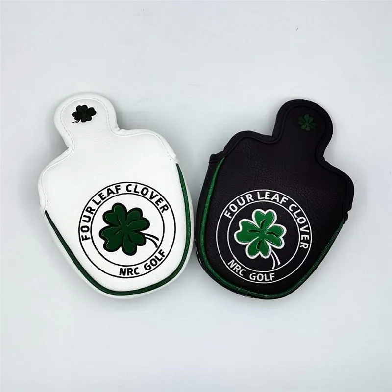 

Four Leaf Clover Golf Mallet Putter Cover Waterproof PU Golf HeadCover With Magnetic Closure 2 Colors For Man Women