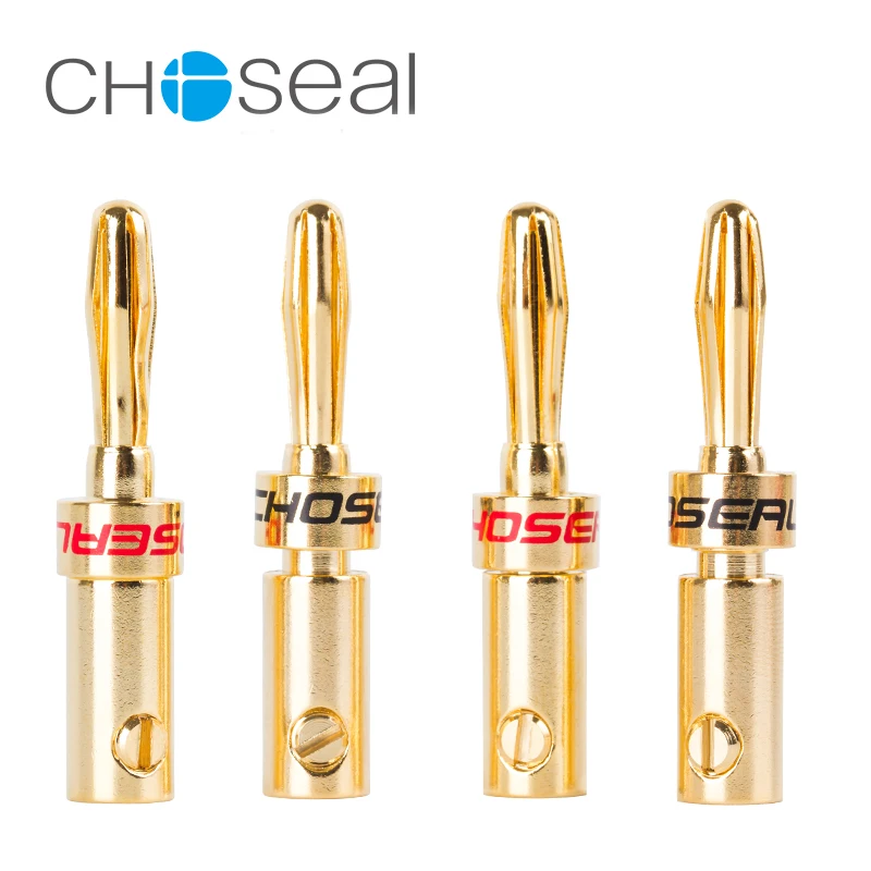 Choseal QS6032 4Pcs/lot Banana Plugs DIY Speaker Cable Connector 24K Gold Plated Screws Free Soldering Amplifier