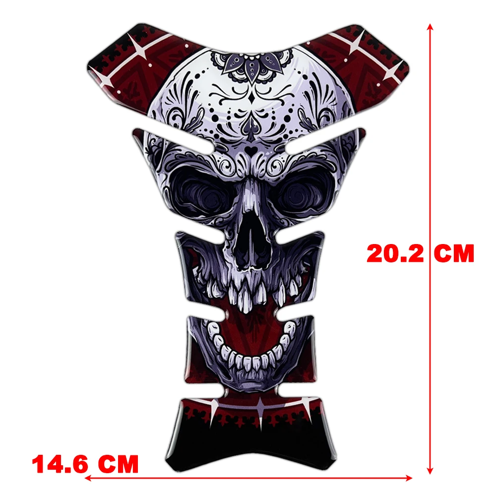 3D Resin Skull Decal Motorcycle Fuel Tank Pad Retro Racing Accessories Oil Gas Protector Sticker For Yamaha Honda Suzuki Triumph - view 4