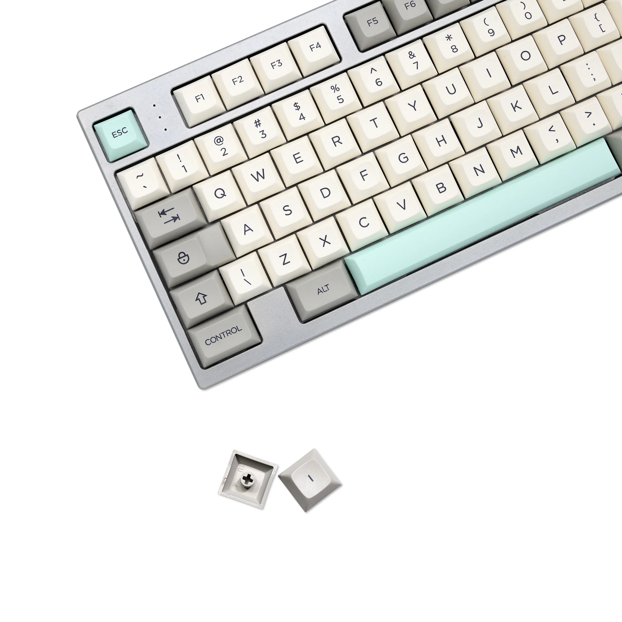 WM Elegant Beige Grey Dye Sub Keycap Thick PBT DSA Profile for keyboard 87 tkl 104 ansi xd64 bm60 xd68 bm65 bm68