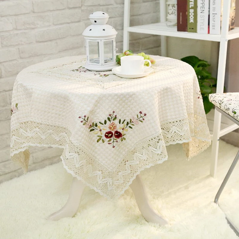 Cotton and Linen Lace Tablecloth, Embroidery Table Cloth, Round Cover, Luxury Desk, Dinner Mat, Home, 226 #, Wholesale