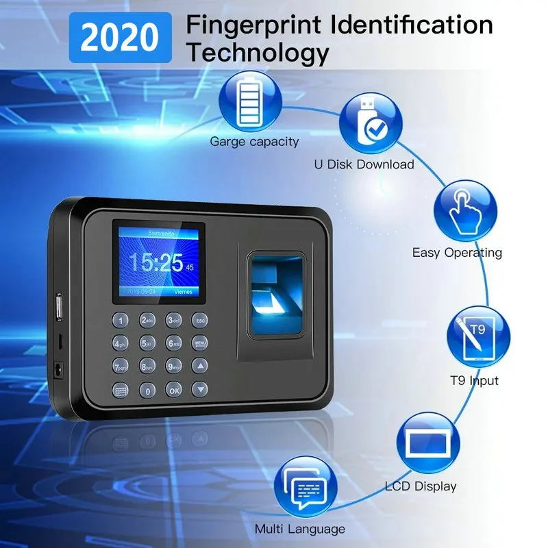 Display LCD TFT a colori da 2.4 "sistema di rilevazione presenze biometrico con impronte digitali USB e sistema di controllo del registratore di tempo per l'ufficio dei dipendenti