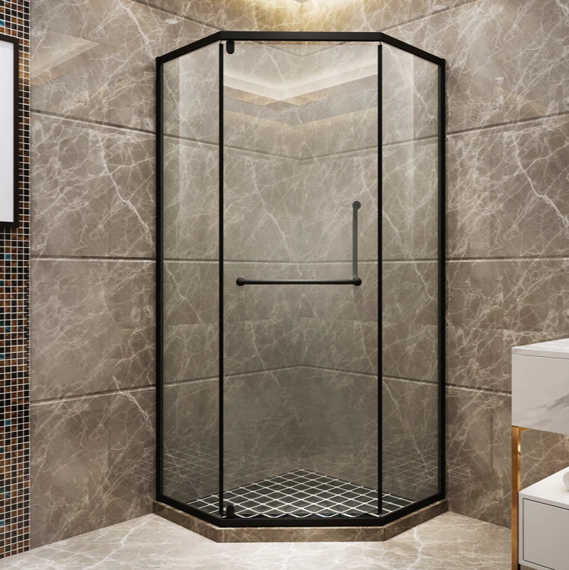 

304 Black Diamond shower room overall simple bathroom black matte shower room mobile glass door