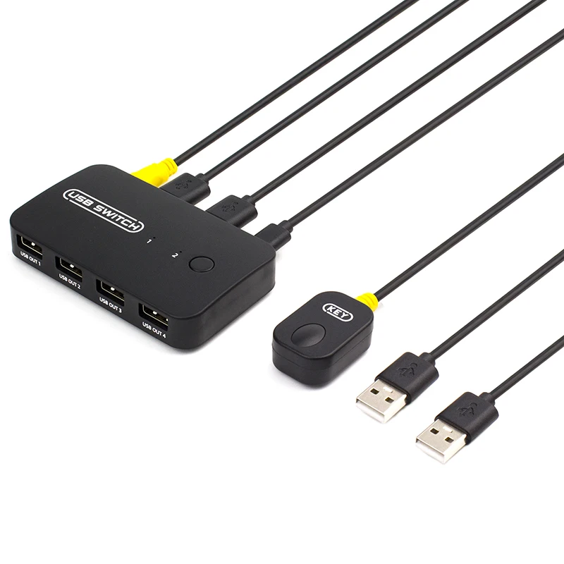 Interruptor USB KVM, dos ordenadores, compartir disco U, ratón, teclado, impresora Xiaomi box, dispositivo 2 en 4, divisor con Cable Original