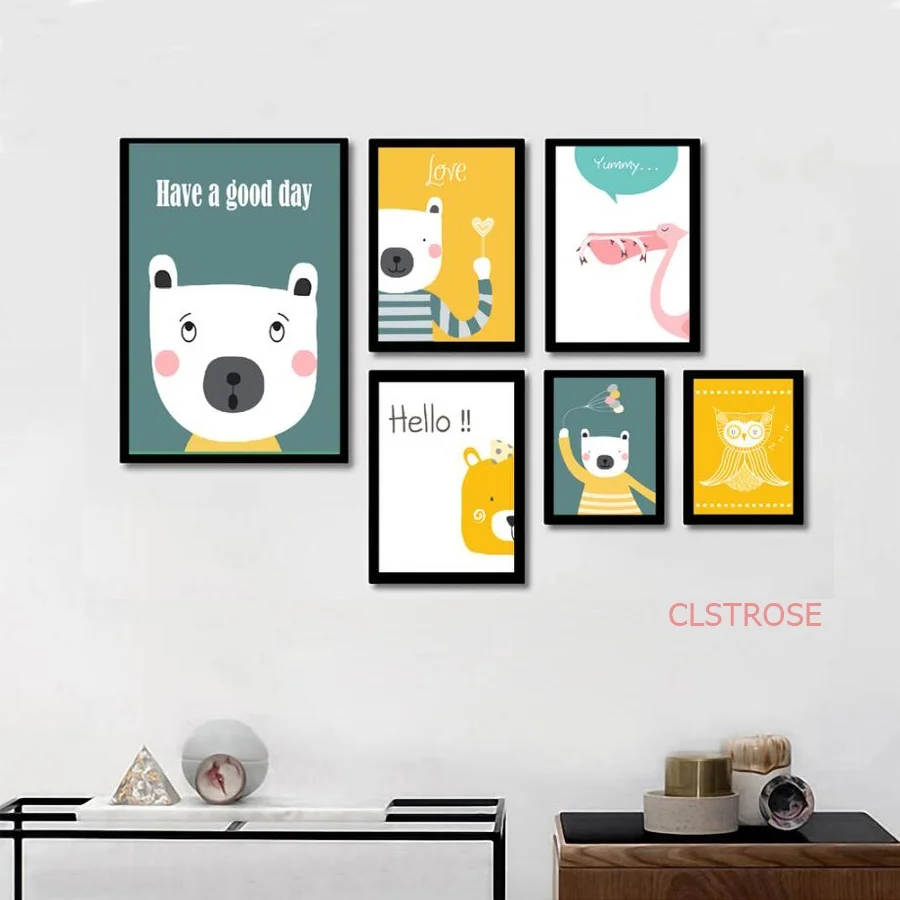 

Nordic Deocration Home Minimalist Poster Children's Room Wall Art Picture Cartoon Animal Canvas Painting For Nursery Decor