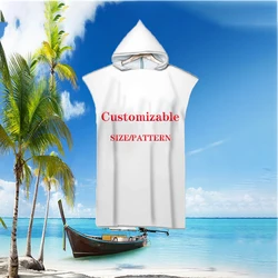 Customizable Logo 3D Printing Microfiber Quick-Drying Beach Bath Towel Adult Kids Swimming Changing Bathrobe Surf Sport Poncho