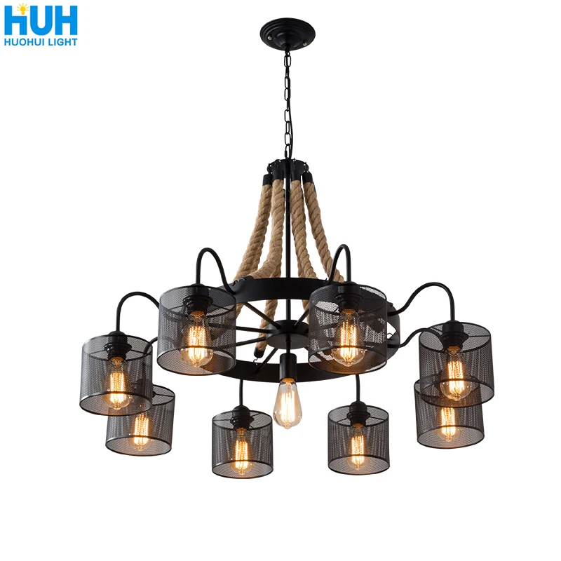 American Retro Living Room Dining Room Wrought Iron Chandelier Loft iIndustrial Style Clothing Store Internet Wrought Iron Lamp