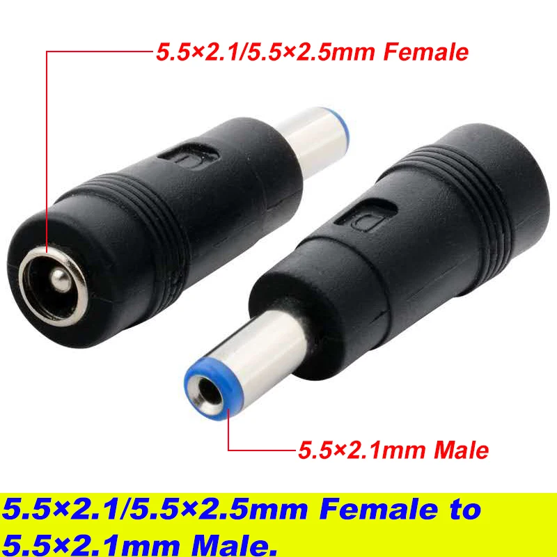 1pcs DC Connector 5.5 x 2.1/5.5×2.5mm Female to 2.5×0.7、3.0×1.1、3.5×1.35、4.0×1.7、4.8×1.7、5.5×2.1mm Male Laptop Power Adapter