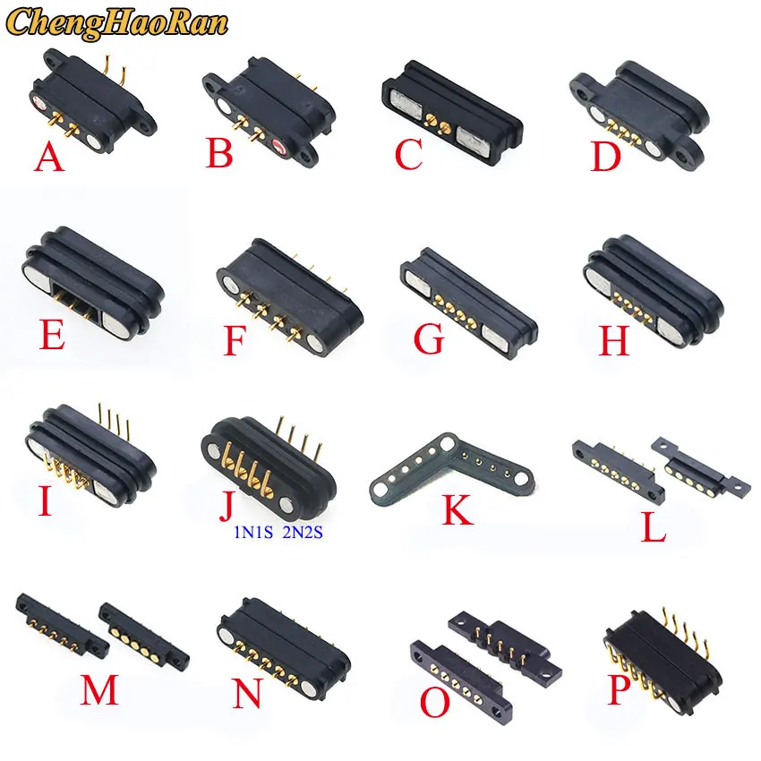 15models 15pairs Magnet Spring Loaded Pogo pin connector 2/3/4/5pin through holes PCB Mount male female DC Max.Power Charge