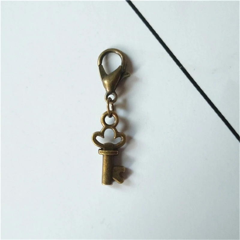 4 Pcs Bronze Color Tiny Key Clip on Charm Perfect for Necklace and Bracelets Key Zipper Pull